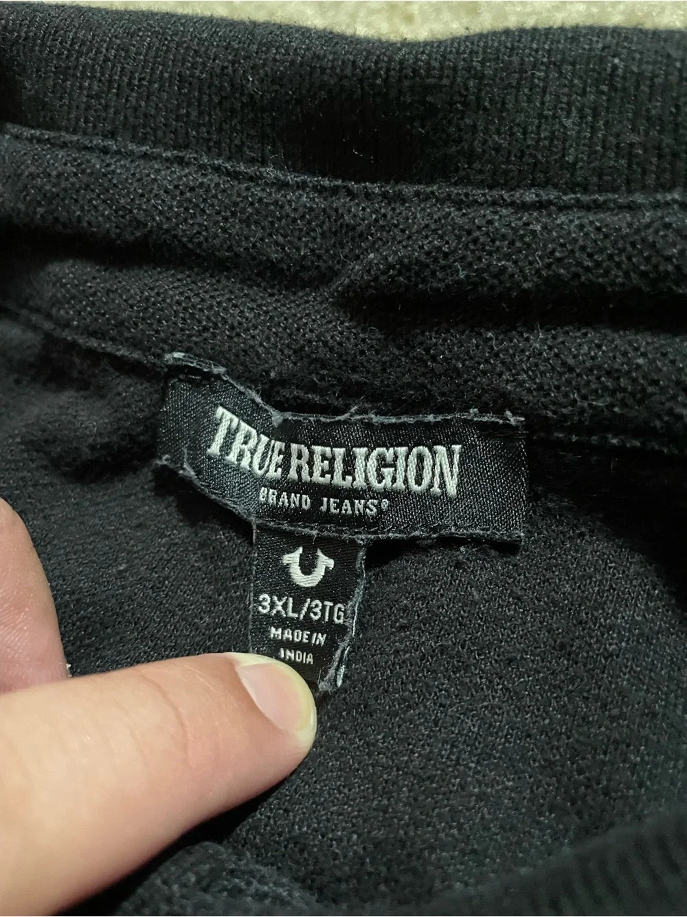 True Religion Black Polo with Contrast Logo Tape